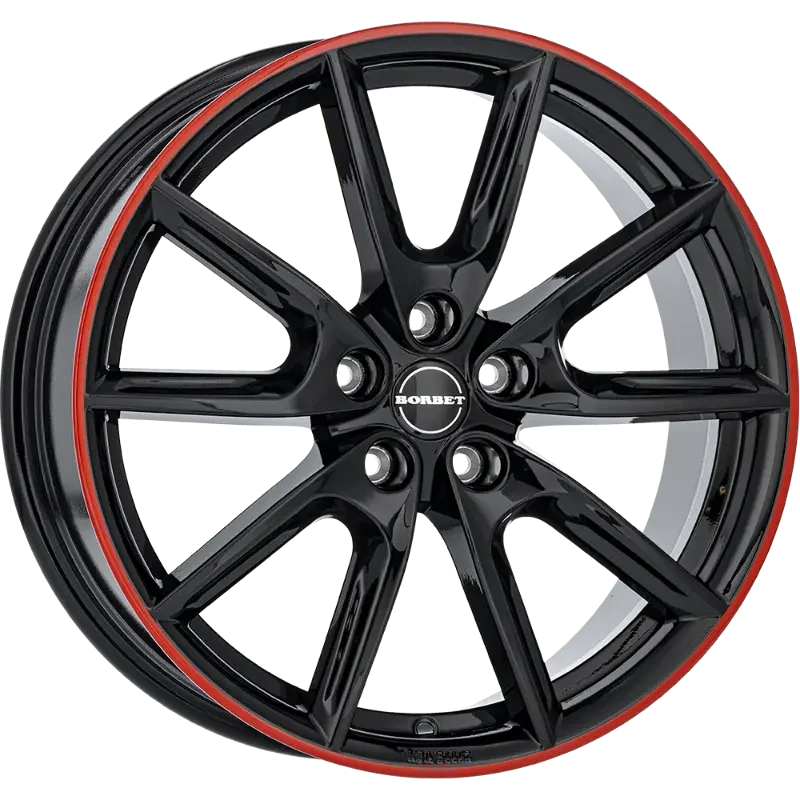 Borbet LX19 black glossy rim red 8,00x19 5x114,30 ET45,00